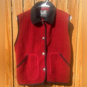 Tsunami, red and black fleece vest with silver star buttons size medium